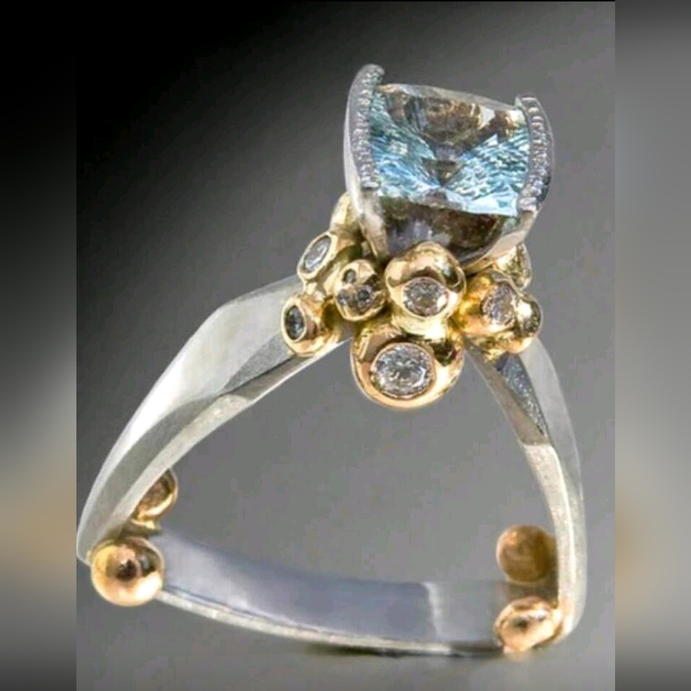 Stunning Gold and Silver Women's Ring with Gem Accents